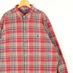 古着 大きいサイズ 旧タグ 90's ラルフローレン 長袖ヘビーフランネルシャツ メンズUS-3XLサイズ tn-2005