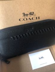 COACH 長財布 ベースボール ステッチ レザー ブラック F21369