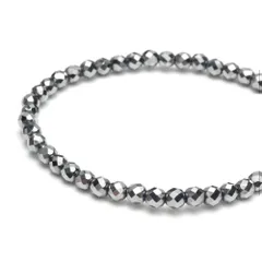 新品 [OVER-9] テラヘルツ ブレスレット 4mm ダイヤモンドカット 本物 テラヘルツ鉱石 原石 パワーストーン 天然石 健康アクセサリー【16cm】