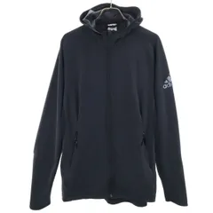adidas アディダス 長袖 クライマクール ジップパーカー L グレー×黒系 メンズ 古着