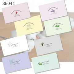 sh044 ショップカード　ワンポイント　フラワー　エレガント　シンプル　　91mmx55mm 　名刺サイズ　セミオーダー　片面100枚