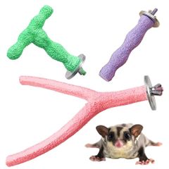 SALUDABLE モモンガ 爪とぎ ケージ フクロモモンガ おもちゃ 小動物 TY型 バー セット (Bタイプ３点セット)