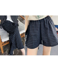 ギンガムチェックパンツ レディース 春夏 丈選べる 2タイプ チェック柄 ショートパンツ 涼しい 格子柄 ウエストゴム ワイドパンツ 体型カバー 部屋着 パンツ ゆったり ボトムス 夏 ルームウェアパンツ イージーパンツ CH84KAILI-004