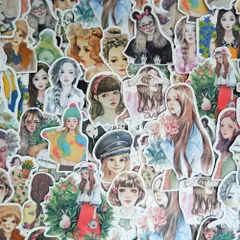 【特価商品】フレークシール 大量１００枚セット hanairo 手帳 日記 アルバム 手作り シール ステッカー おしゃれ (少女)