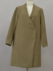 ナノユニバース nano・universe THERMO LITE ファブリックVネックノーカラーコート 38サイズ カーキ レディース F-L6746