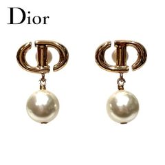 Christian Dior クリスチャンディオール Navy CDロゴ パールピアス