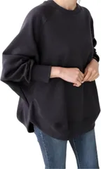 Dep Club トレーナー レディース ゆったり 大きいサイズ 体型カバー ドルマン シンプル スウェット 長袖 無地 セーター ビッグシルエット 春 秋 冬(ブラック,  M)