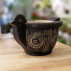 植木鉢 　とり の 形 の 鉢 黒 鳥