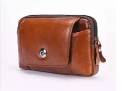 本革 ベルトポーチ スマホポーチ ウエストポーチ 軽量 高耐久 ミニポーチ メンズ シンプル 上品 カジュアル ライトブラウン