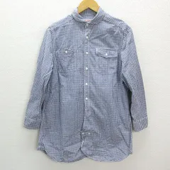 k■コーエン/MBC COEN ギンガムチェック柄 長袖シャツワンピース【M】紺白/LADIES■149 【中古】