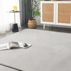 【即納】Keusnix カーペット ラグ ラグマット滑り止め付 洗える 185×185cm 約2畳 絨毯 防ダニ 抗菌 防臭 オールシーズン快適に使用 床暖房 ホットカーペット対応 ふわふわ肌触り フランネルラグ 無地 グレー
