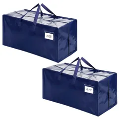 新品 防水 耐久 キャンプアクセサリー収納 折りたたみ可能 寮の衣装ケース 収納ボックス＆引越し用ダンボールの代替品 88リットル大容量 布団収納 リュックストラップ付き (ブルー 布団収納袋 2個セット) VENO