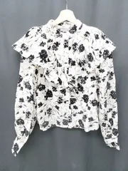 ◇ ◎⊂ NICE CLAUP 花柄　シアー　フリル　ケープ 長袖 シャツ　ブラウス サイズF アイボリー レディース P  【1409250014925】