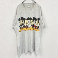 古着 used　THE Disney STORE　半袖オリジナルプリントTシャツ　ミッキー　グレー　クルーネック　XXLサイズ