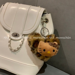 日焼けキティ 🤎 ハートチャームファーストラップ ❤︎ 平成ギャルキティ ガングロキティ 黒ギャルキティ hellokitty ハローキティ ファー ヒョウ柄 豹柄 バッグチャーム キーホルダー キーリング ストラップ ふわふわ もこもこ 韓国 y2k