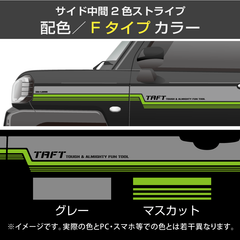 ダイハツタフト／サイド中間2色ストライプ／配色・タイプF〈グレー・マスカット 2色仕様〉