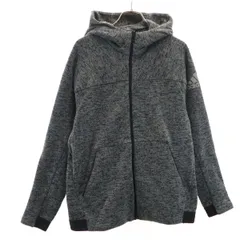 adidas アディダス 長袖 ニット ジップパーカー M グレー メンズ 古着
