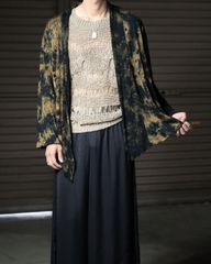 bicolor marble toromi drape cardigan black × brown バイカラー マーブル タイダイ とろみ レーヨン ドレープ カーディガン 黒 ブラック × 茶 ブラウン 80s 90s Y2K