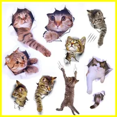 【売れ筋商品】キッチン 部屋 トイレ 壁紙 動物 貼ってはがせる 可愛い DIY 簡単 3D インテリア かわいい シール ねこ ステッカー 壁 剥がせる 猫 ウォールステッカー Pazi