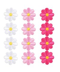 新品 Vitalux ワッペン アイロン アップリケ 花 4cm 12枚セット 子供 刺繍 かわいい 手作り 装飾 補修 貼り付け 縫い付け 人気