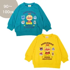 アンパンマン　アップリケ　裏毛トレーナー　クールネック