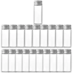 Alpha Depot ガラス小瓶 透明 ミニボトル 蓋付き 密閉 小物収納 液体保存 おしゃれ容器 (シルバー, 12ml x 20個) [シルバー] [12ml x 20個]