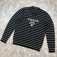 PRADA ニット　ポロ　ボーダー　ロゴあり　サイズ44 2025年最新】prada ニットポロの人気アイテム - メルカリ