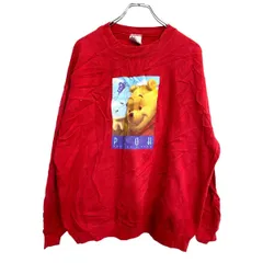 Disney store キャラクター プリントスウェット トレーナー XLサイズ ディズニー プーさん レッド 古着卸 アメリカ仕入 t2411-3107