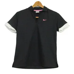 ナイキ ポロシャツ トップス 半袖 フィットドライ ゴルフウエア レディース Mサイズ ブラック NIKE 【中古】