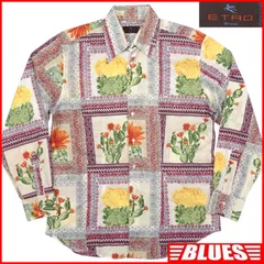 イタリア製 ETRO エトロ シャツ XL ペイズリー 古着 メンズ 42 サボテン 長袖 ボタンシャツサイズXL一覧←SEULB屋着古← HS71