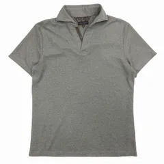 美品 テットオム TETE HOMME スキッパー ポロシャツ 半袖 鹿の子 ストレッチ ジャージー生地 カッタウェイ ペイズリー柄切替 プルオーバー カットソー L グレー メンズ ♪8のサムネイル