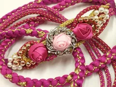 平和屋着物●和装小物　振袖用帯締め　装飾　ラインストーン　パール　ビーズ　金糸　逸品　AAAY7983ay