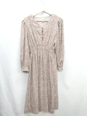 ◇ ⊂ OLIVE des OLIVE オリーブ デ オリーブ 花柄 長袖 ロング ワンピース サイズF ブラウン レディース E  【1410290025024】