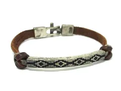 GUESS ゲス レザー ブレスレット バングル アクセサリー レディース メンズ シルバー系×ブラウン系 DE5847のサムネイル