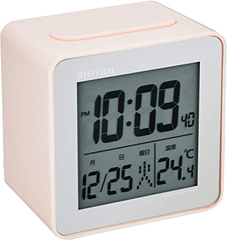 7.4x7.2x5cm ピンク リズム(RHYTHM) 置き時計 電波時計 目覚まし時計 フィットウェーブD158 デジタル 温度 カレンダー RHYTHM PLUS 8RZ158SR13 ピンク 7.4x7.2x5cm