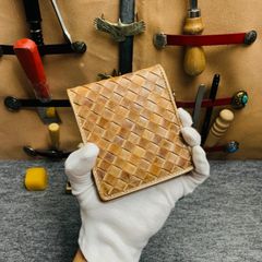 ブライドルレザー イントレチャート 編み込み メンズ 財布　長財布