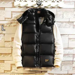 [L] メンズ ファッション 服 男性用 オシャレ シンプル 大人 かっこいい 大きいサイズ ストリート 紳士服 ブラックゴールド ダウン 綿 ベスト 冬 韓国スタイル ファッション カップル ベウター ウェア 暖かい チョッキ
