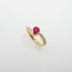ミラショーン ルビー ダイヤモンド リング 0.55ct 0.31ct 12号 750YG 鑑別書 付き 新品仕上げ Sランク