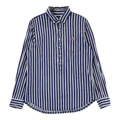 サイズ：4 PEARLY GATES パーリーゲイツ  長袖ポロシャツ ボタンダウン ストライプ柄 ネイビー系 [240101424180] ゴルフウェア メンズ ストスト