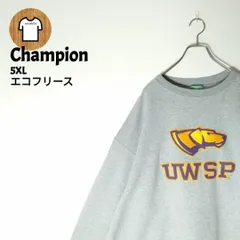 Champion 長袖 スウェット トレーナー 5XL 6L  裏地起毛 A998 太アーム 刺繍デザイン エコフリース ビッグロゴ カレッジ 刺繍ワッペン ゆる だぼ リブ ワントーン ビッグサイズ 大きい 大きめ ゆったり  ビッグシルエット