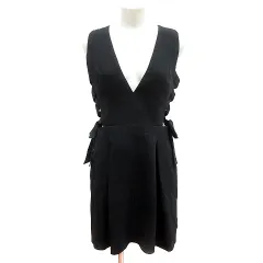ビーシービージーマックスアズリア BCBGMAXAZRIA ワンピース ミニ ノースリーブ リボン 4 S 黒 ブラック /MNのサムネイル