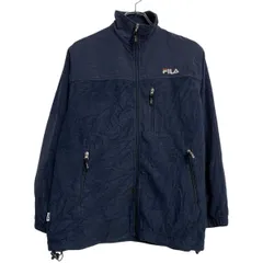 FILA フリースジャケット S ネイビー フィラ ジップアップ ワンポイント ロゴ ドローコード アウトドア 古着卸 アメリカ仕入 a702-5229