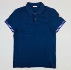 MONCLER・モンクレール★MAGLIA POLO メンズ アイコンワッペン付 肩 袖 裾リブラインデザイン ポロシャツ（S）