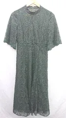 ◇ ⊂ Rire Fete　リルフェルテ 総柄　レース 七分袖 ロング ロングワンピース サイズ グリーン系 レディース E  【1506130005193】