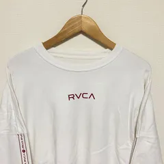 (^w^)b RVCA ルーカ 長袖 ロンＴ ロングスリーブ Tシャツ プルオーバー クルーネック ビックシルエット 白 ホワイト サイドライン 赤 コットン 綿 100% シンプル 定番 ストリート デイリー  スケボー サーフ系 スポーツ メンズ サイズS