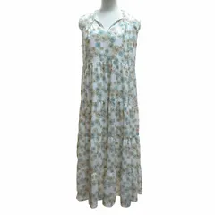 ユニクロ UNIQLO × ポールアンドジョー PAUL & JOE コラボ 21SS タグ付 ティアードワンピース 花柄 ノースリーブ ロング丈 白 ホワイト 系 M 1026 ■GY09