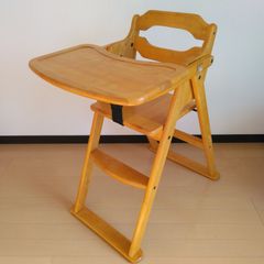 天然木 木製ハイチェア / ベビーチェア / 子ども椅子　折り畳み可