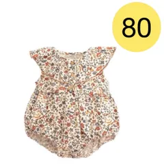 【A22】海外ベビー服  80 ノースリーブ 花柄 レトロ ロンパース