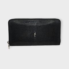 【IB Leather社製】スティングレイ ラウンドファスナー長財布 ポリッシュ加工 ガルーシャ