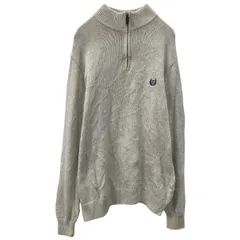 CHAPS コットンニット セーター L アイボリー チャップス ハーフジップ コットン100% シンプル 刺繍ロゴ 秋物 a710-5175